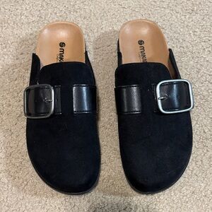 Max Studio Black Mules with Buckle